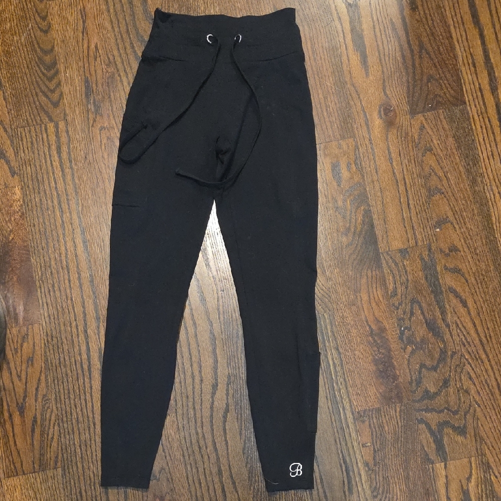 Bombshell Sportswear Black Leggings Tie Front Size Small